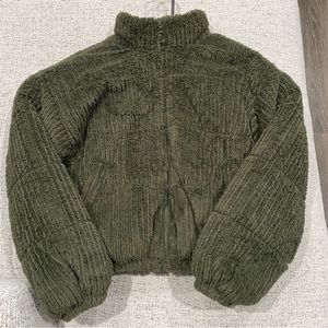 Green fluffy bomber jacket